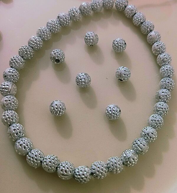 Silver Beads With Dot Design