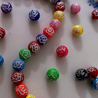 Colorful Flower Pattern Round Beads