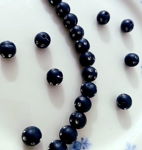 Black Beads With Silver Dots