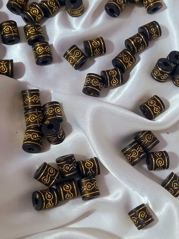 Stylish Modern Black Beads with Gold Design