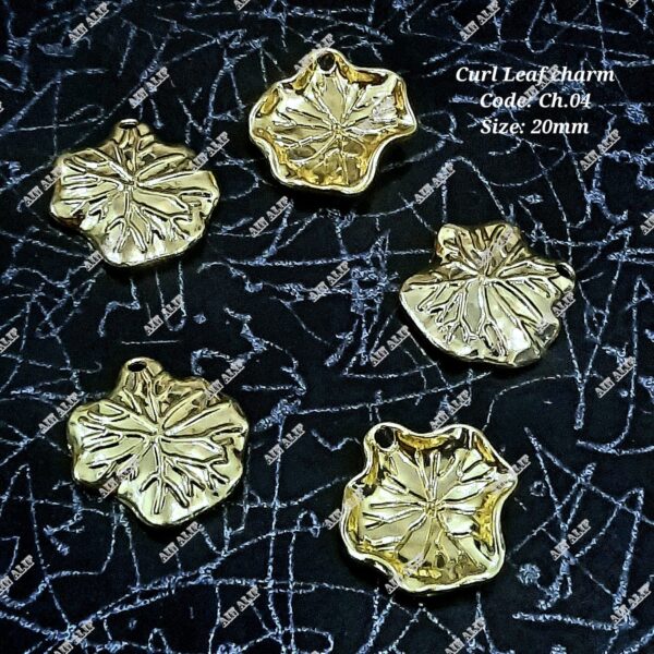 Golden Curl Petal Vein Leaf Charms